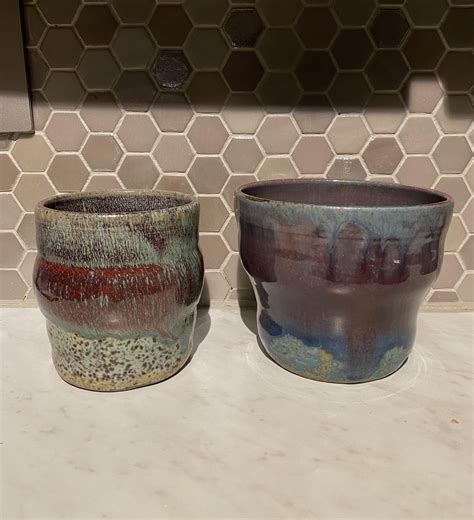 a before and after of some plant pots i made : r/Pottery