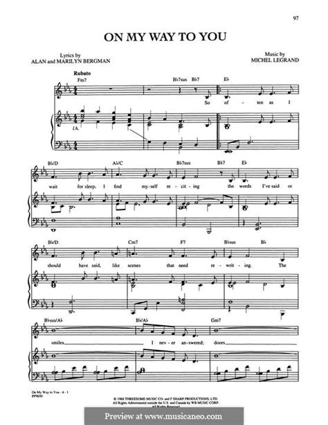 On My Way To You by M. Legrand - sheet music on MusicaNeo