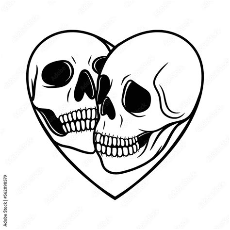 Skull in love tattoo isolated vector Stock Vector | Adobe Stock