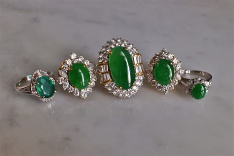 Fine Vintage Jade Statement Ring Earring Cocktail Set 18k | Gem Gardener