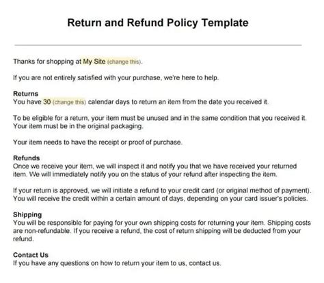 Return Policy Templates | Find Word Templates