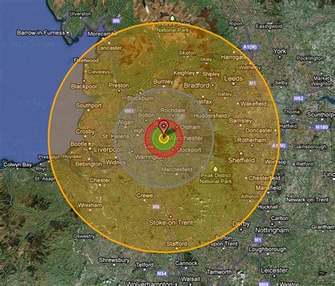 Nuclear Bomb Radius Interactive Map