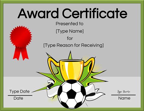 Free Soccer Award Certificate Templates