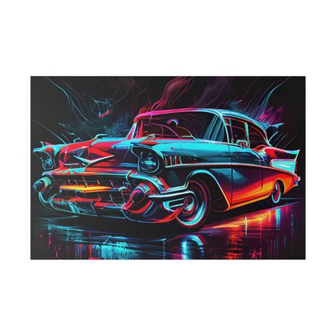 57 Chevy Abstract Art Print Classic Car Abstract Colors Classic Car Enthusiast Antique Canvas ...