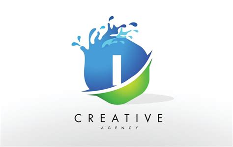 I Letter Logo. Blue Green Splash Design Vector 4887741 Vector Art at Vecteezy