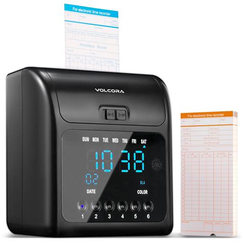 Volcora Time Clock for Employees with 50 Time Cards, 1 Ink Ribbon, Punch Time Clocks Machine for ...