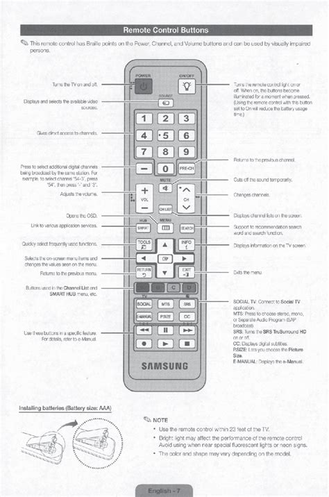 Samsung Cu7000 Remote Control Manual