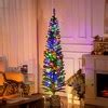 Homcom 6ft Prelit Artificial Christmas Tree Holiday Decoration With Colorful Led Lights, Pencil ...