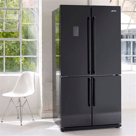 Smeg FQ60NPE 4-Door American Style Fridge Freezer, A+ Energy Rating, 90cm Wide, Black | American ...