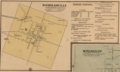 Nicholasville - Jessamine County, Kentucky 1861 Old Town Map Custom ...