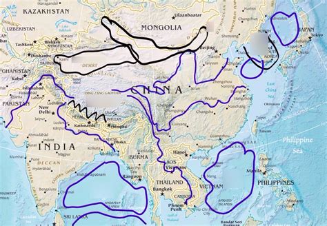 Southeast Asia Physical Map (Not rivers or Oceans) Diagram | Quizlet