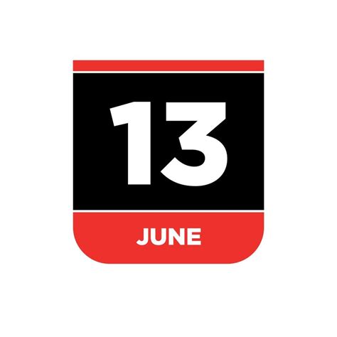 13th June calendar vector icon. 13 June monogram. 23128916 Vector Art ...