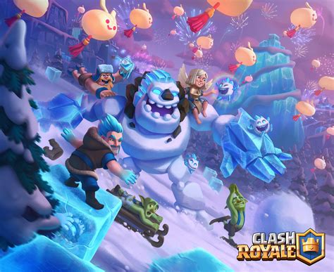 Wallpaper : Clash Royale, Loading screen, Video Game Art, watermarked, snow, golem, goblin ...