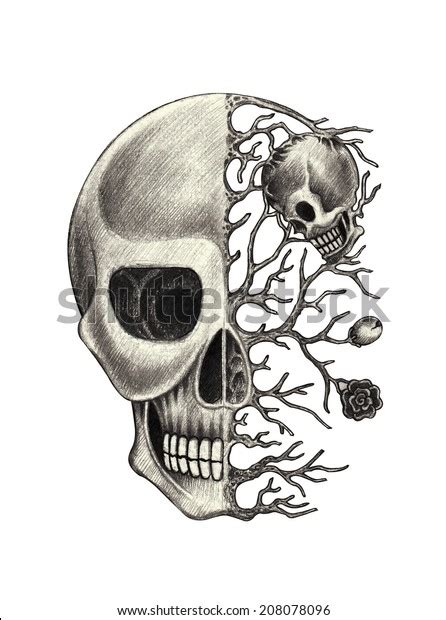 Art Skull Surreal Hand Drawing On Stock Illustration 208078096 ...