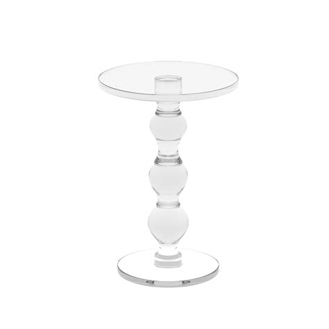 Acrylic End Table Clear Side Table Round Drink Table for Living Room Roman Column Coffee Tea ...