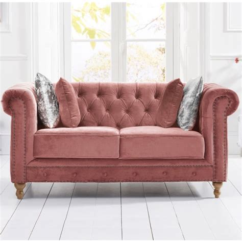 Propus Plush Fabric 2 Seater Sofa In Blush | FiF