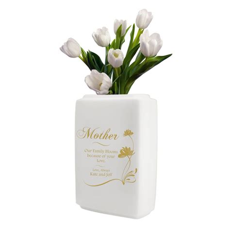 Personalized White Ceramic Vase for Mom