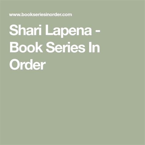 Shari Lapena - Book Series In Order | Book series, Books, Shari