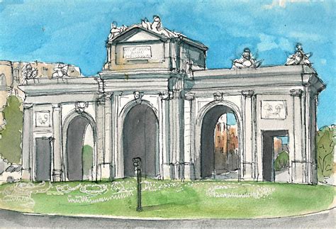 Puerta de Alcalá | Urban sketching, Retro travel poster, Urban sketchers