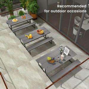 Outdoor 8-Person Picnic Table Bench Set-Grey