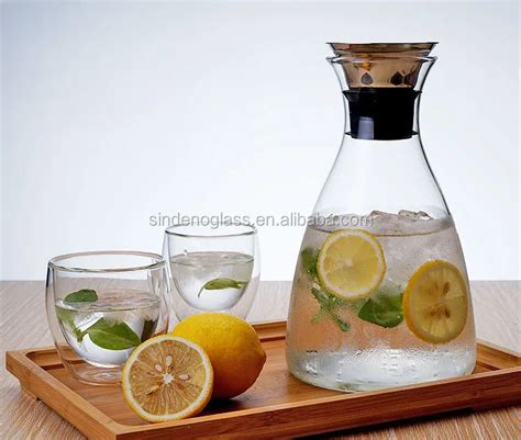 Heat Resistant Glass Water Cup Glass Water Carafe Stainless Steel Flow ...