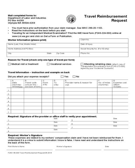 2024 Travel Reimbursement Form - Fillable, Printable PDF & Forms | Handypdf