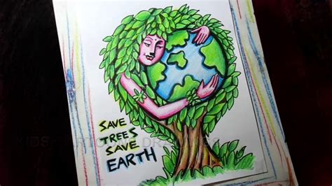 Poster On Save Trees Drawing