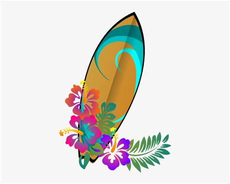 Graphic Transparent Library Surfboard Clipart Watercolor - Hawaiian ...