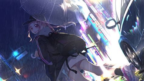 1920x1080 Resolution Anime Girl with Umbrella In Rain 1080P Laptop Full HD Wallpaper ...