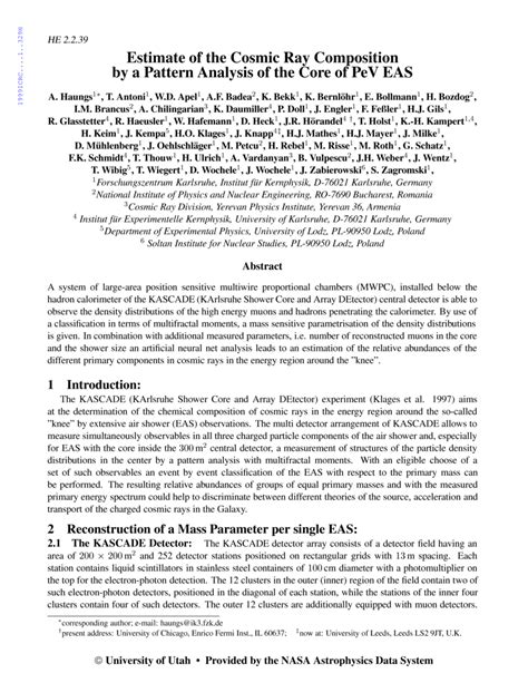 (PDF) Estimate of the Cosmic Ray Composition by a Pattern Analysis of ...