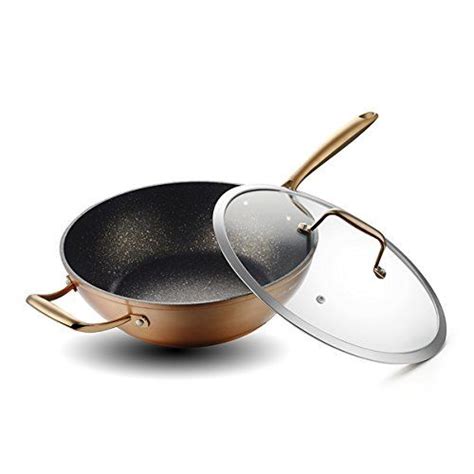 Cate-Maker 12.6inches Aluminum 5-layer Nonstick Coated Wok / Stir-Fry Pan with Induction ...