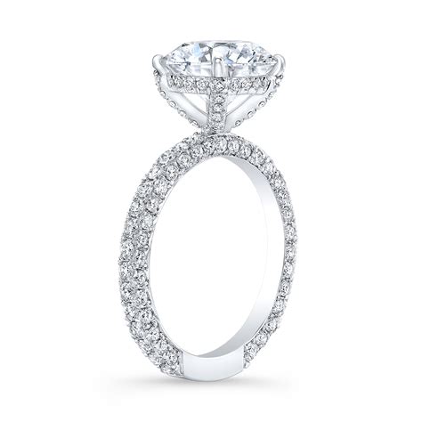 1.8ct. Round cut Natural Diamond Unique 3 Row Micro Pave Diamond Ring (GIA Certified) | Diamond ...