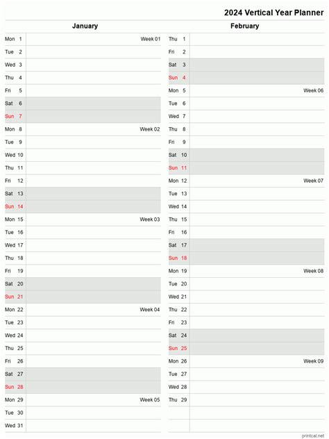 Printable 2024 Year Planner | Two Month per Page Template