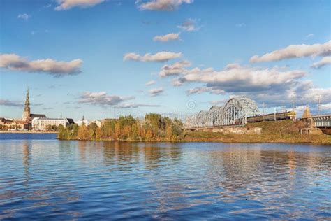 Bridge over river Daugava stock photo. Image of riga - 17718704