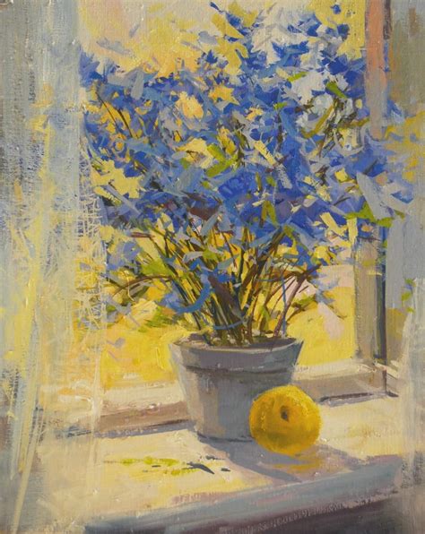 Yellow Blue Flowers Painting Print Floral Canvas Art Yellow - Etsy