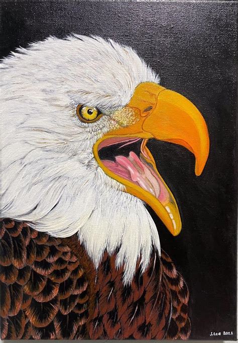 Realistic Bald Eagle Acrylic painting, Hobbies & Toys, Stationary & Craft, Art & Prints on Carousell