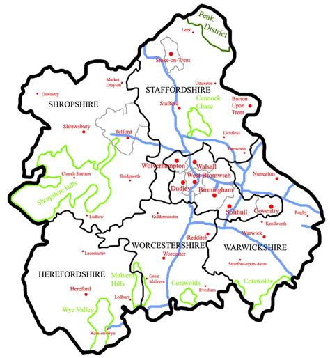 Map of West Midlands - Mapsof.Net