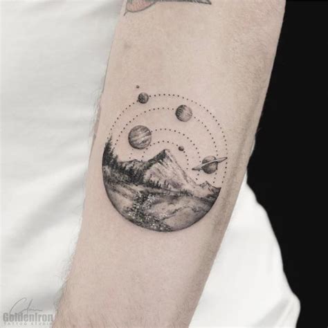 Cosmic landscape triangle tattoo - Tattoogrid.net