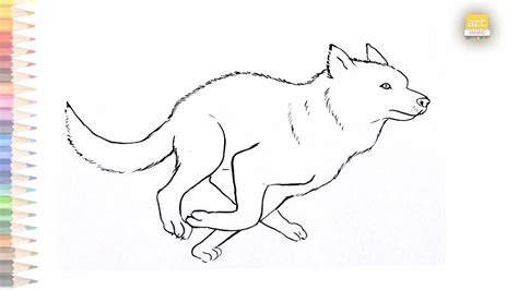 Running Wolf drawing | How to draw A Wolf - YouTube