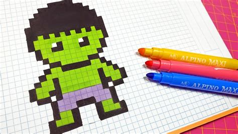 Handmade Pixel Art - How To Draw Hulk #pixelart - YouTube