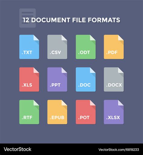 Document file formats Royalty Free Vector Image