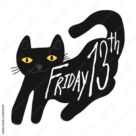 Friday 13th black cat cartoon vector illustration Stock Vector | Adobe Stock