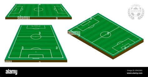 soccer field markings lines, football playground in isometric. Sports ground for active ...