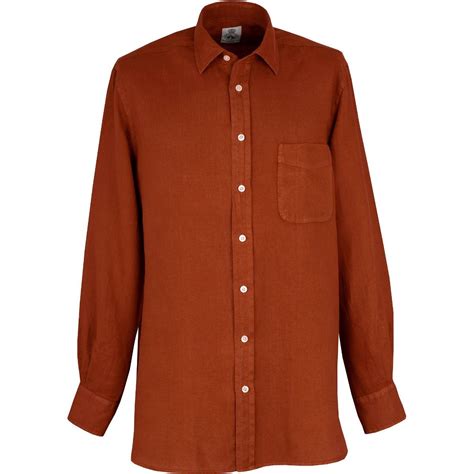 Rust Vintage Linen Shirt | Men's Country Clothing | Cordings