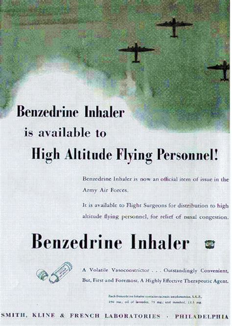 "Benzedrine Inhaler is available to High Altitude Flying Personnel! Benzedrine Inhaler is now an ...