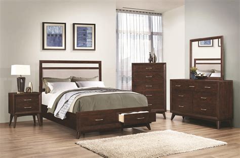 Coaster Furniture Carrington 4-Piece Storage Bedroom Set in Coffee