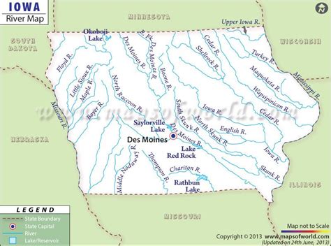 Iowa Rivers Map | Rivers in Iowa | Iowa, Map, Missouri river