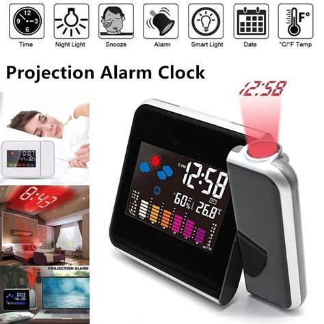 Projection Alarm Clock LED Home Multifunction Digital Projection Alarm Clock Voice Talking Alarm ...