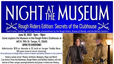 Tampa Rough Riders to Host Night at the Museum and Historical Extravaganza