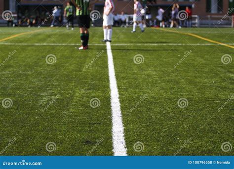 Soccer field`s lines stock photo. Image of fields, outdoors - 100796558